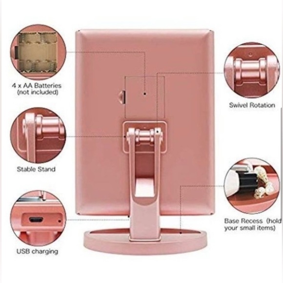 Tri-Fold Lighted Vanity Mirror with 21 LED Lights, Touch Screen and 3X/2X/1X Mag - Picture 2 of 15